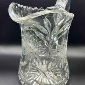Elegant Clear Crystal Pitcher with Floral Design